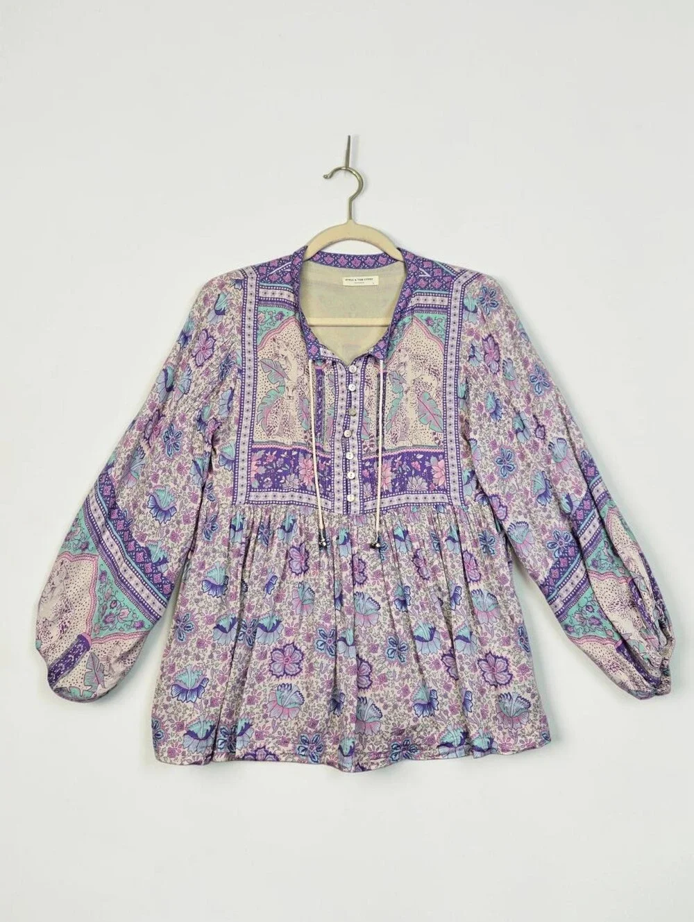 Spell And The Gypsy Peasant Top Size Small Boho Flowy Lavender Pink Silver
